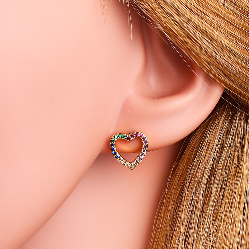 Fashion Love Copper Plated Zircon Love Earrings,Stud Earrings