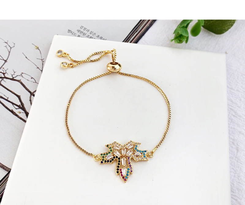Fashion Gold Copper Inlaid Zircon Leaf Bracelet,Bracelets