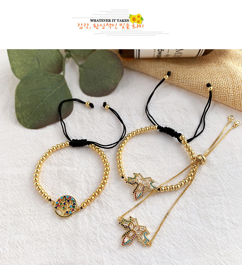 Fashion Gold Copper Inlay Zircon Beaded Love Wings Bracelet,Bracelets