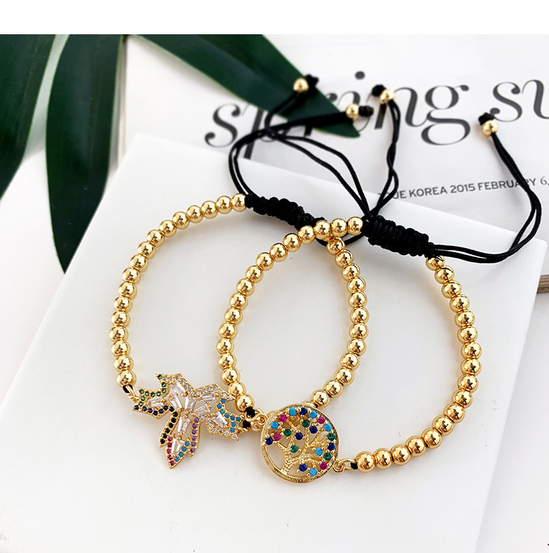 Fashion Gold Copper Inlaid Zircon Beaded Cactus Bracelet,Bracelets