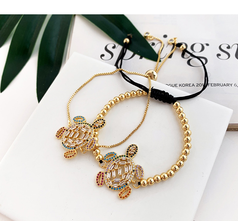 Fashion Gold Copper Inlaid Zircon Beaded Square Bracelet,Bracelets