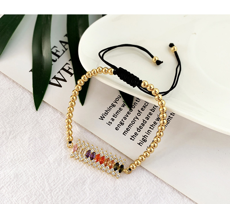Fashion Gold Copper Inlaid Zircon Beaded Square Bracelet,Bracelets