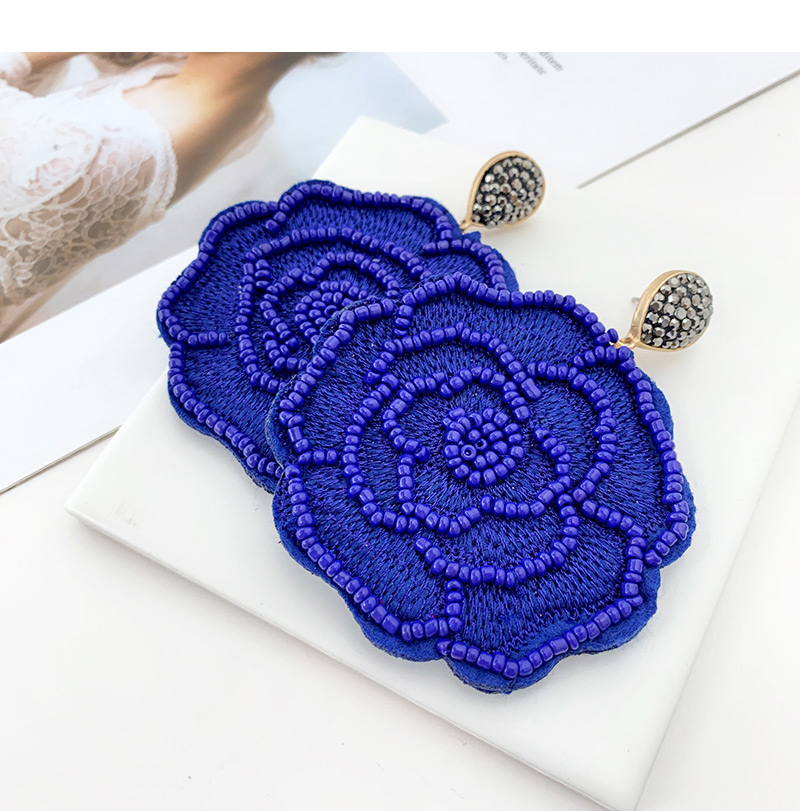 Fashion Purple Felt Cloth: Rice Beads: Flower Earrings,Drop Earrings