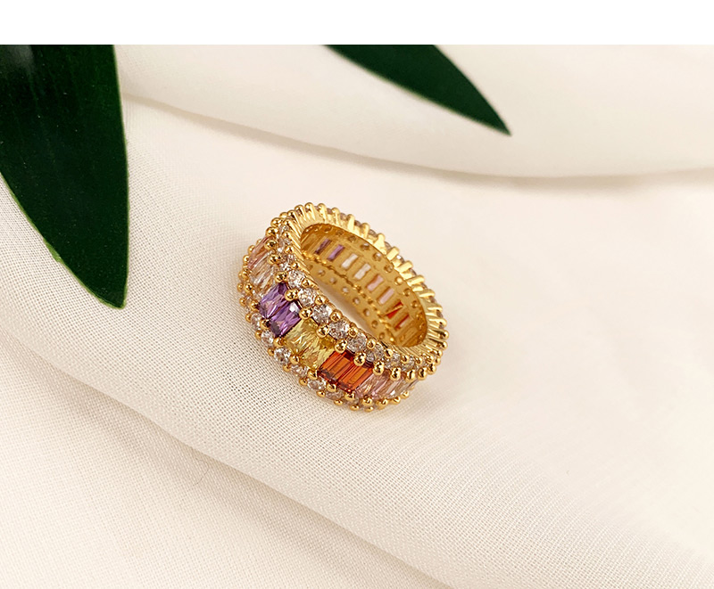 Fashion Gold Copper Inlaid Zircon Ring,Rings