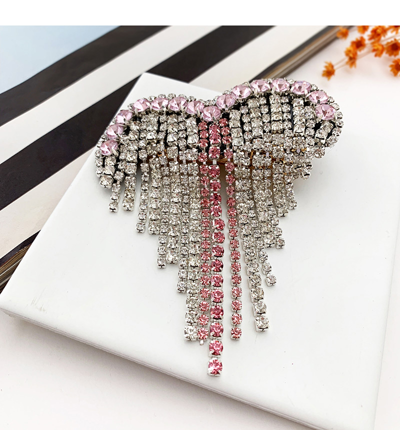 Fashion pink Alloy Diamond Love Tassel Hair Clip,Hairpins