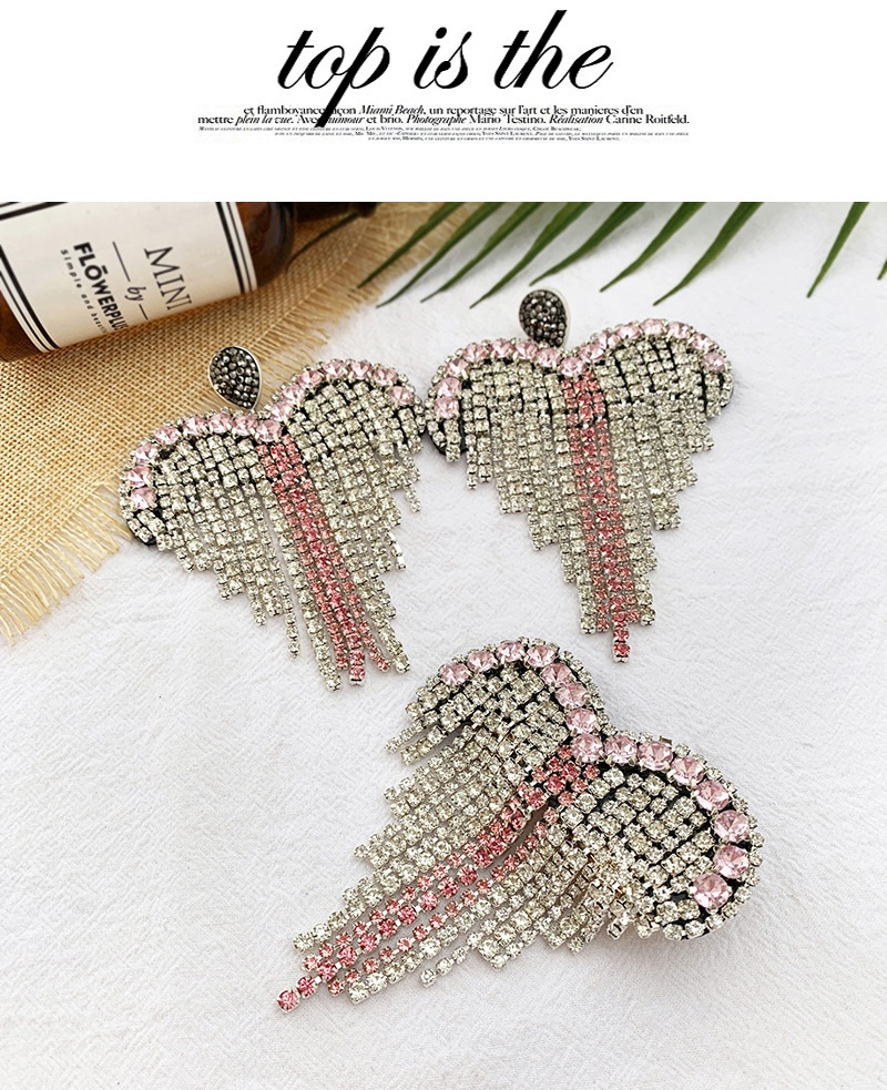 Fashion pink Alloy Diamond Love Tassel Hair Clip,Hairpins