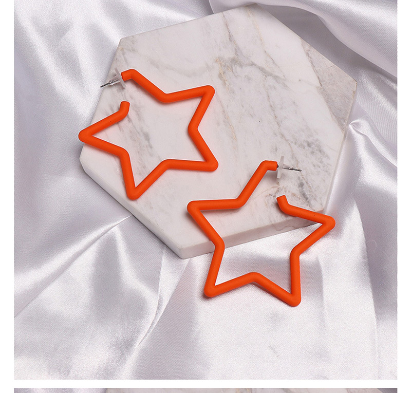 Fashion Orange Geometric Pentagram Acrylic Earrings,Hoop Earrings