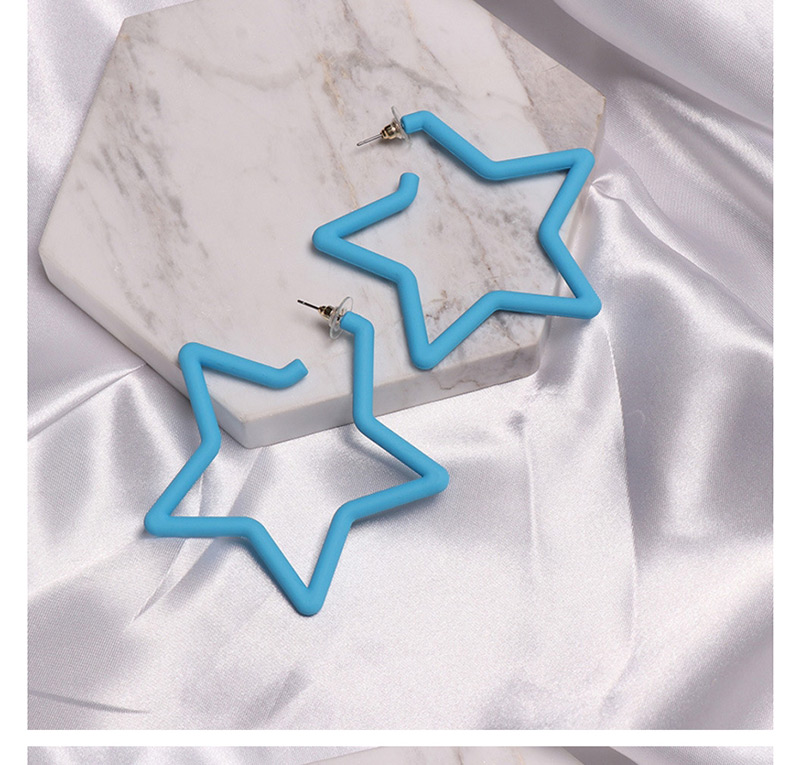 Fashion Blue Geometric Pentagram Acrylic Earrings,Hoop Earrings