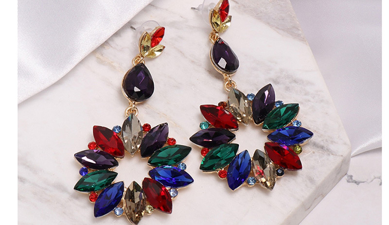 Fashion Color Flower Color Diamond Stud Earrings,Drop Earrings