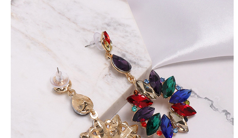 Fashion Color Flower Color Diamond Stud Earrings,Drop Earrings