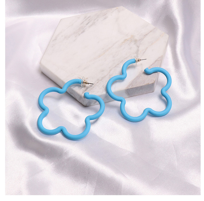 Fashion Blue Geometric Flower Shaped Acrylic Earrings,Hoop Earrings
