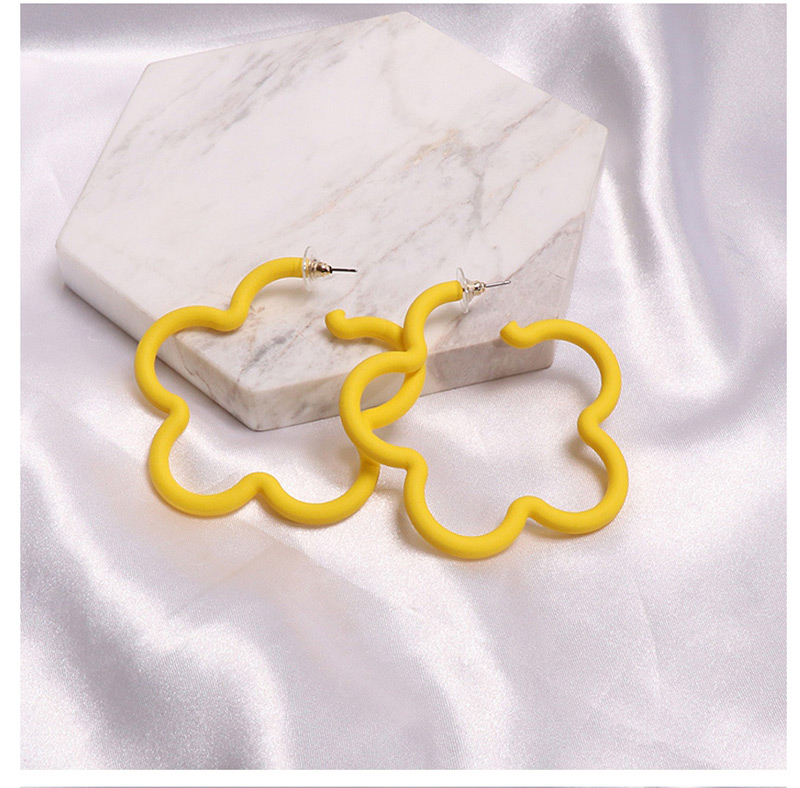 Fashion Yellow Geometric Flower Shaped Acrylic Earrings,Hoop Earrings