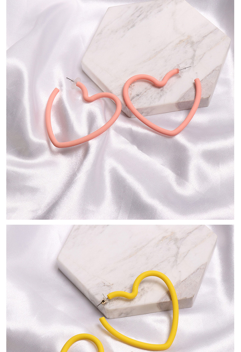 Fashion Yellow Geometric Love Heart Shaped Acrylic Earrings,Hoop Earrings
