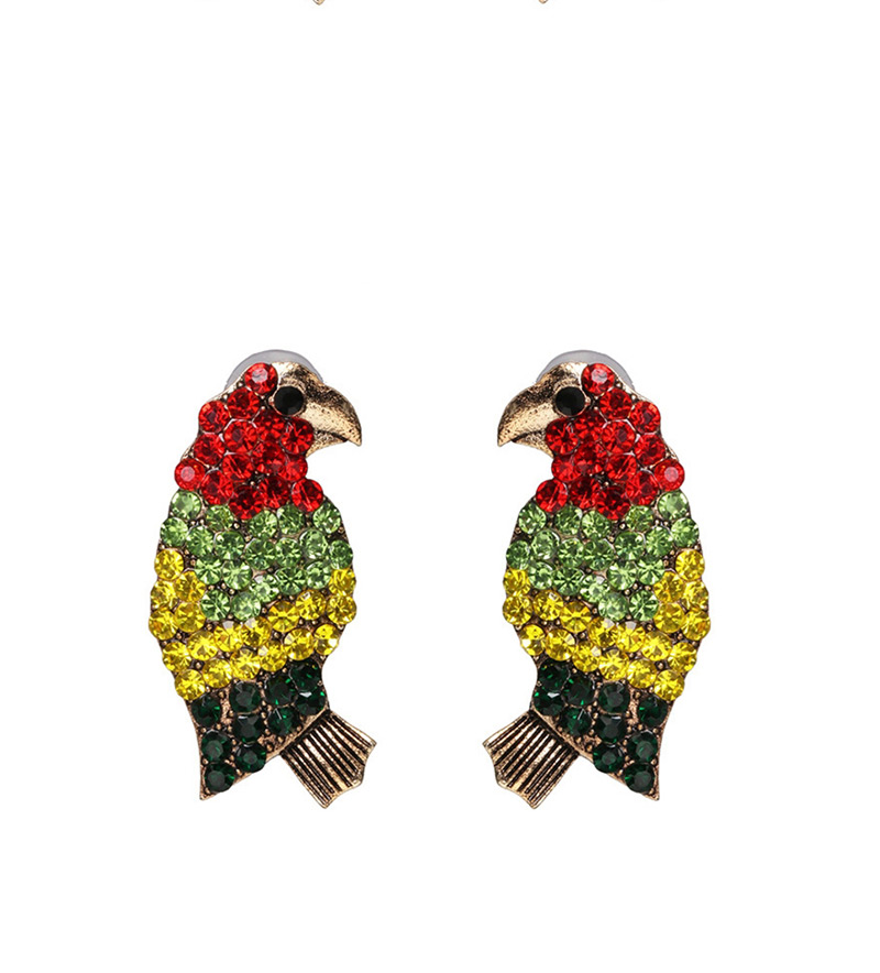 Fashion Red Color Woodpecker Stud Earrings With Diamond Earrings,Drop Earrings