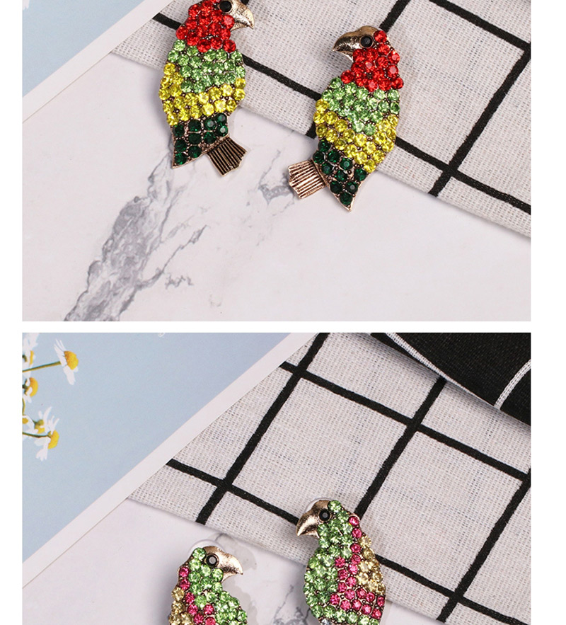 Fashion Red Color Woodpecker Stud Earrings With Diamond Earrings,Drop Earrings