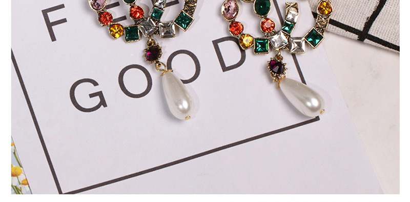 Fashion Color Pearl And Diamond Earrings,Drop Earrings