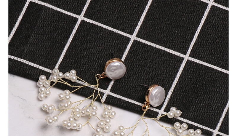 Fashion White Multi-pearl Tassel Earrings,Drop Earrings