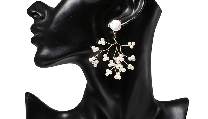 Fashion White Multi-pearl Tassel Earrings,Drop Earrings