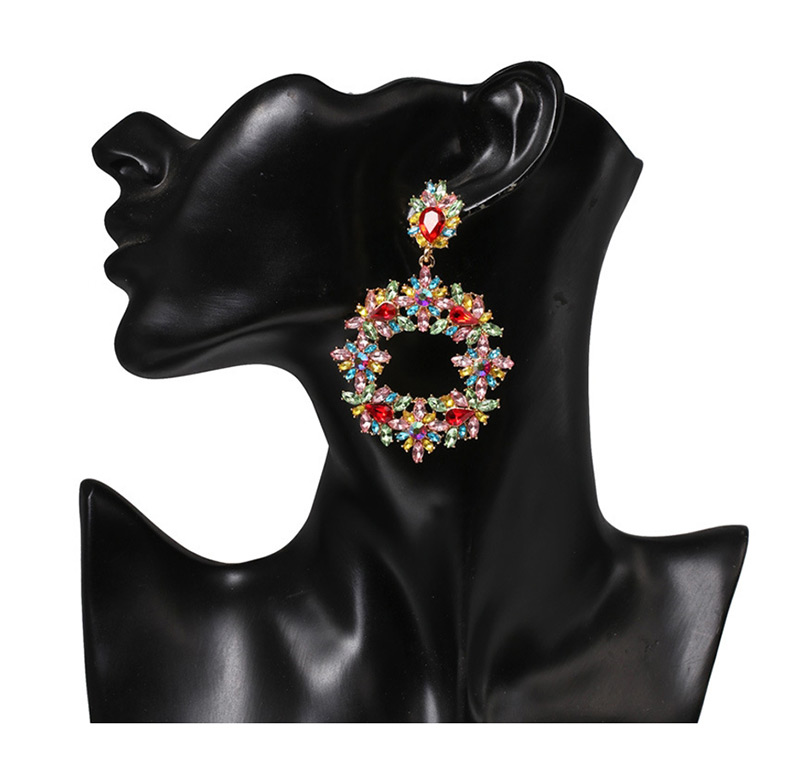 Fashion Ab Color Geometric Small Flower Diamond Earrings,Drop Earrings