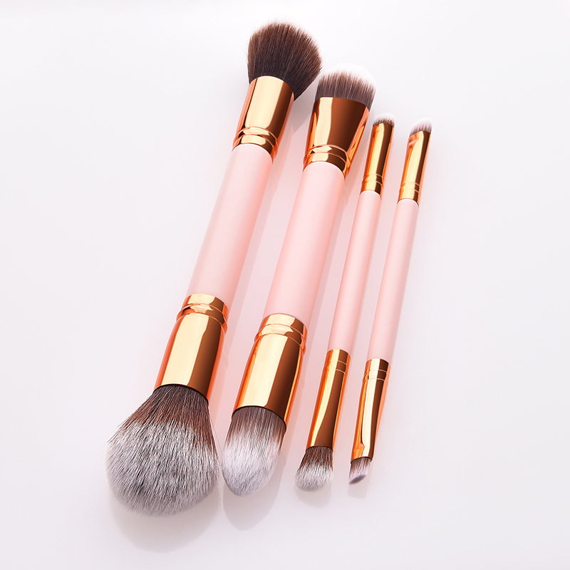 Fashion Pink Gold 4-pack Double-head Makeup Brush,Beauty tools