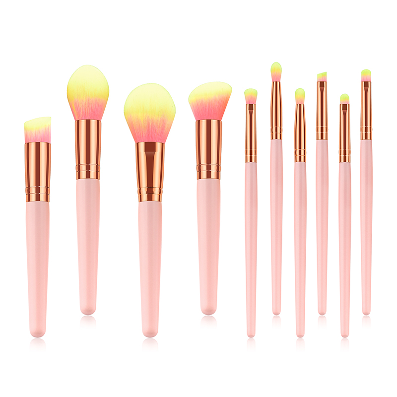 Fashion Pink Gold 10 Sticks Of Yellow Hair Makeup Brush,Beauty tools