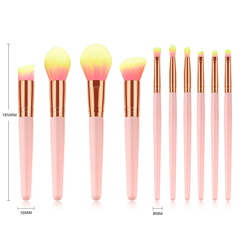 Fashion Pink Gold 10 Sticks Of Yellow Hair Makeup Brush,Beauty tools