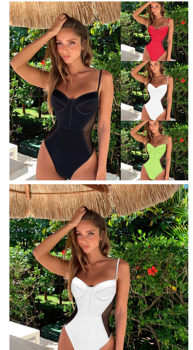 Fashion White Mesh One-piece Swimsuit,One Pieces