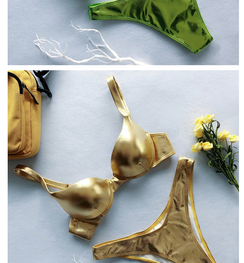 Fashion Gold Bright Leather Hard Bikini,Bikini Sets