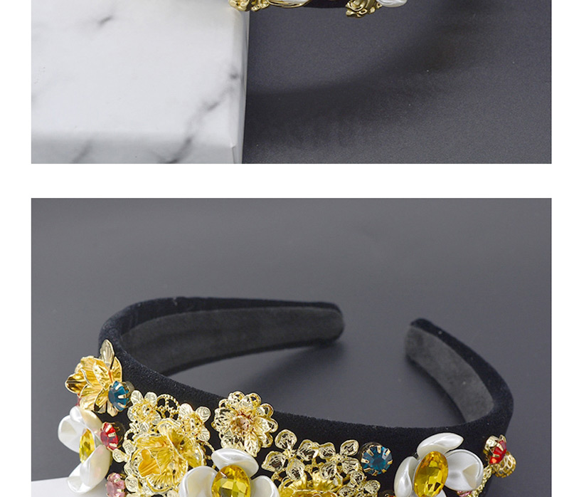 Fashion Gold Full Diamond Pearl Sun Flower Headband,Head Band