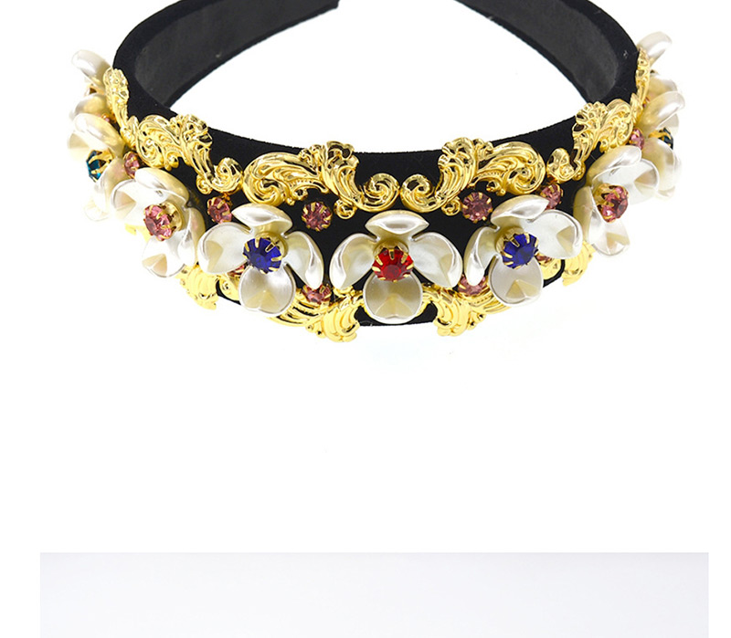 Fashion Gold Full Diamond Pearl Sun Flower Headband,Head Band