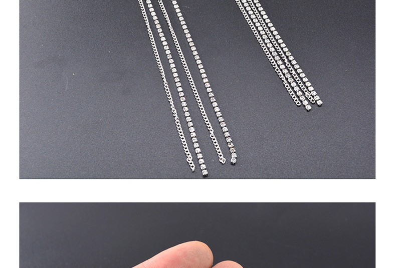 Fashion Silver One Diamond-studded Tassel Earrings,Drop Earrings