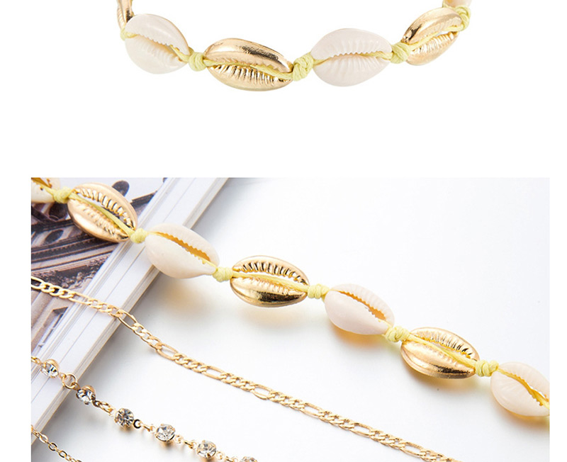 Fashion Gold Water Drop Chain Shell Small Bee Alloy Anklet 4 Piece Set,Fashion Anklets