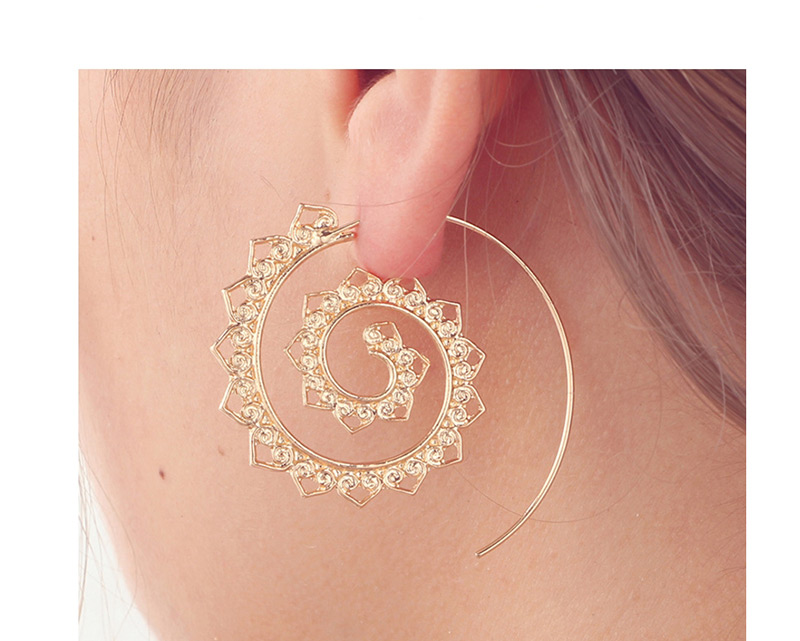 Fashion Gold Oval Vortex Gear Heart Shaped Earrings,Hoop Earrings