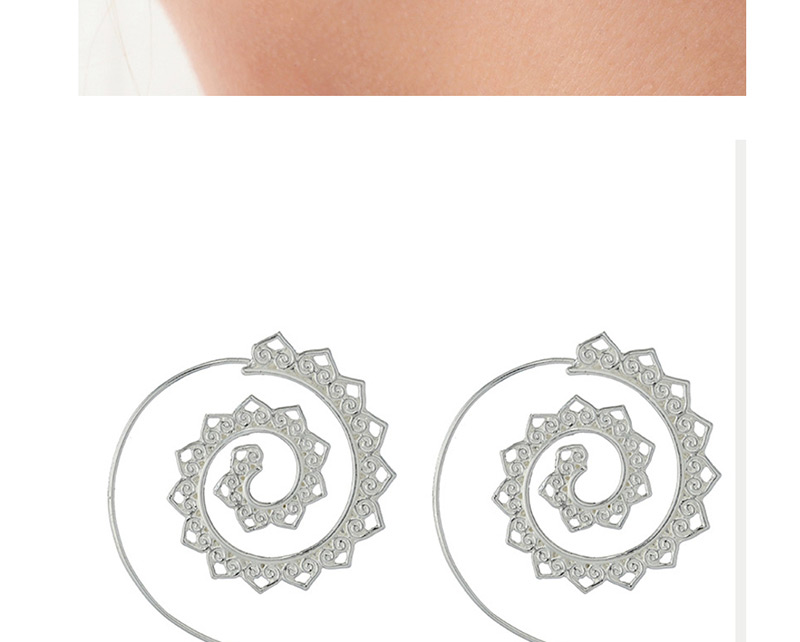 Fashion Silver Oval Vortex Gear Heart Shaped Earrings,Hoop Earrings
