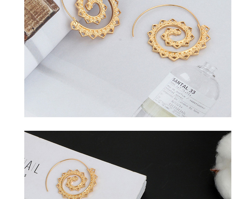 Fashion Gold Oval Vortex Gear Heart Shaped Earrings,Hoop Earrings