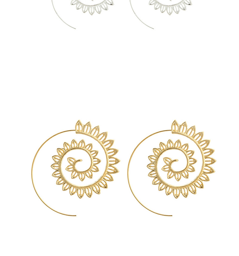 Fashion Silver Leaves Rotating Roman Leaf Earrings,Hoop Earrings