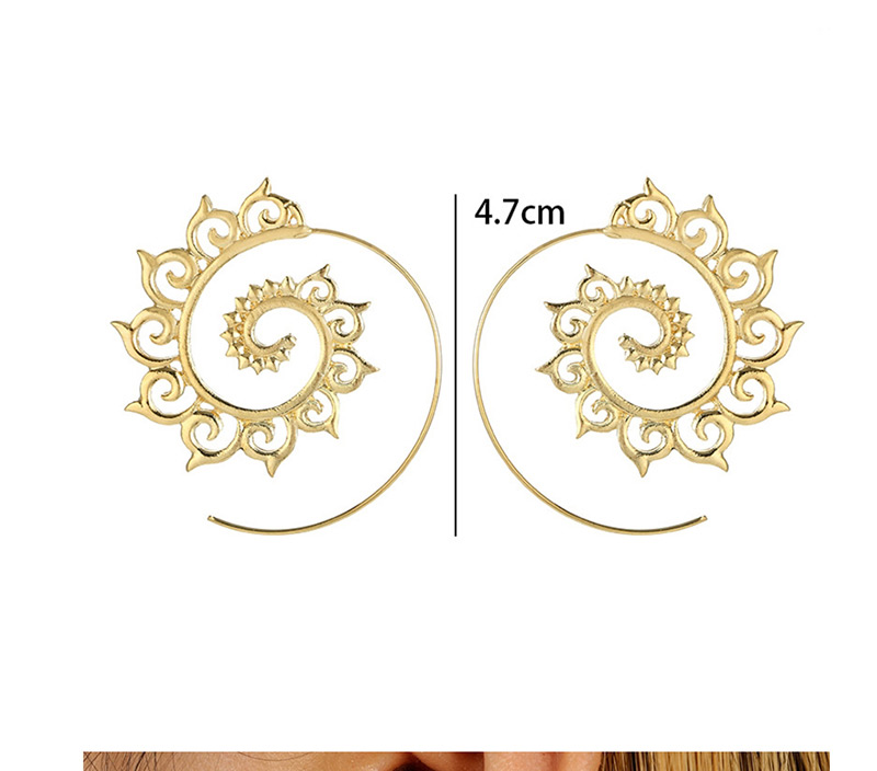 Fashion Gold Round Gear Spiral Auspicious Earrings,Hoop Earrings