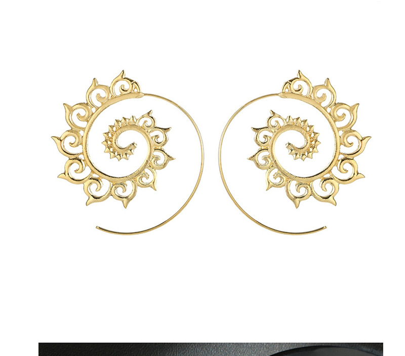 Fashion Silver Round Gear Spiral Auspicious Earrings,Hoop Earrings