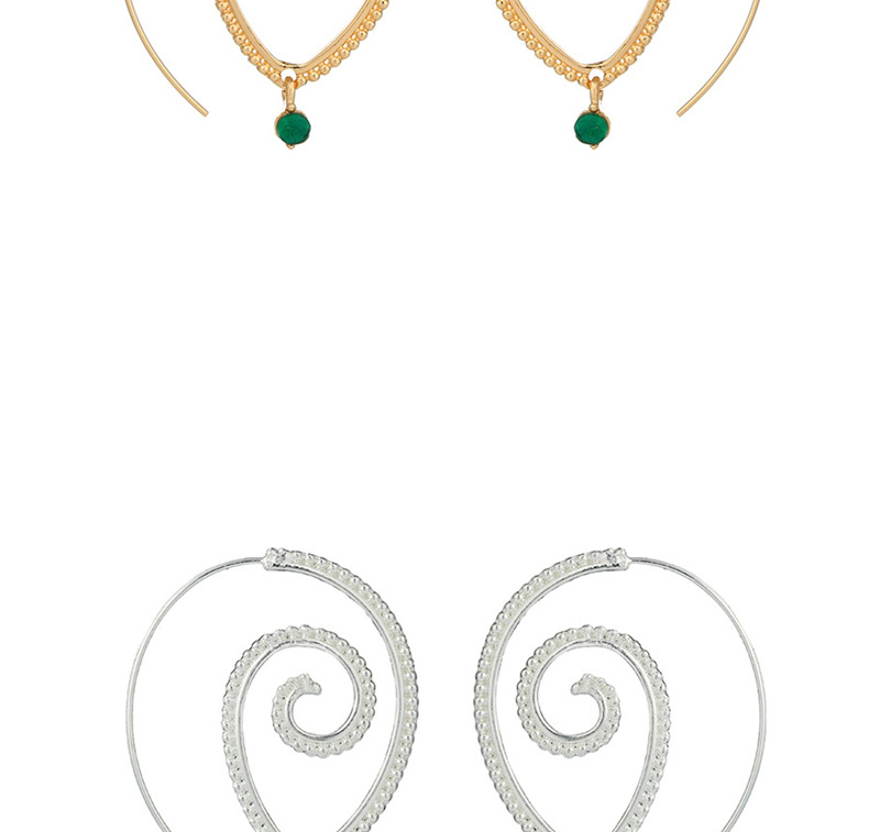 Fashion Silver Swirl Green Diamond Earrings,Hoop Earrings