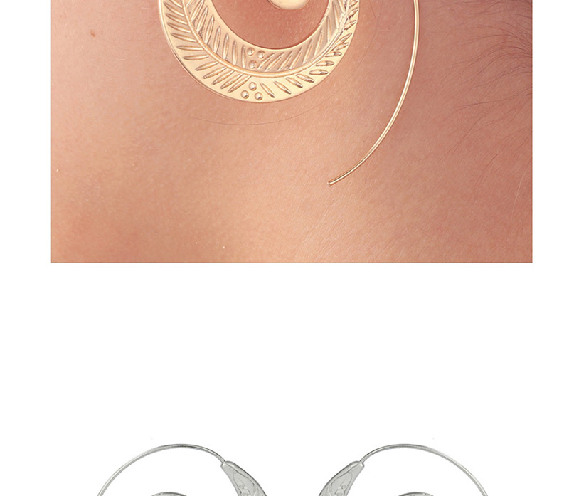 Fashion Gold Swirl Gear-like Leaf Earrings,Hoop Earrings