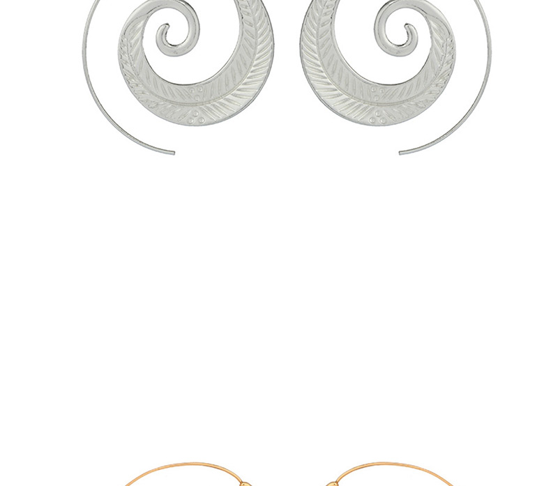 Fashion Gold Swirl Gear-like Leaf Earrings,Hoop Earrings