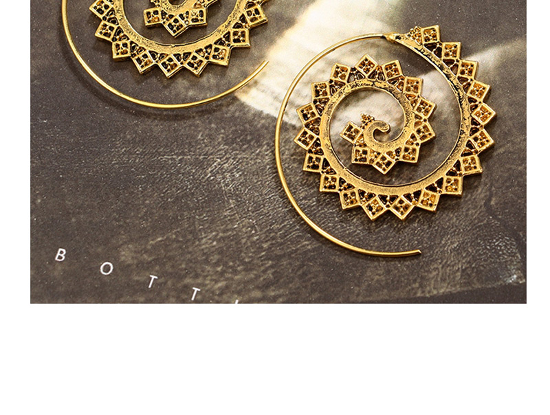 Fashion Gold Inverted Four-corner Vortex Gear Earrings,Hoop Earrings