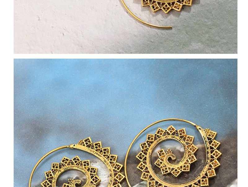 Fashion Gold Inverted Four-corner Vortex Gear Earrings,Hoop Earrings