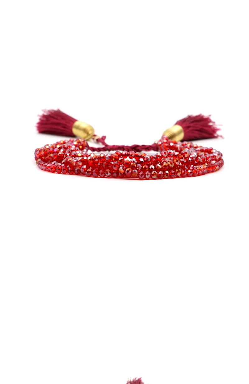 Fashion Red Crystal Beaded Fringed Stainless Steel Gold Plated Bracelet,Fashion Bracelets