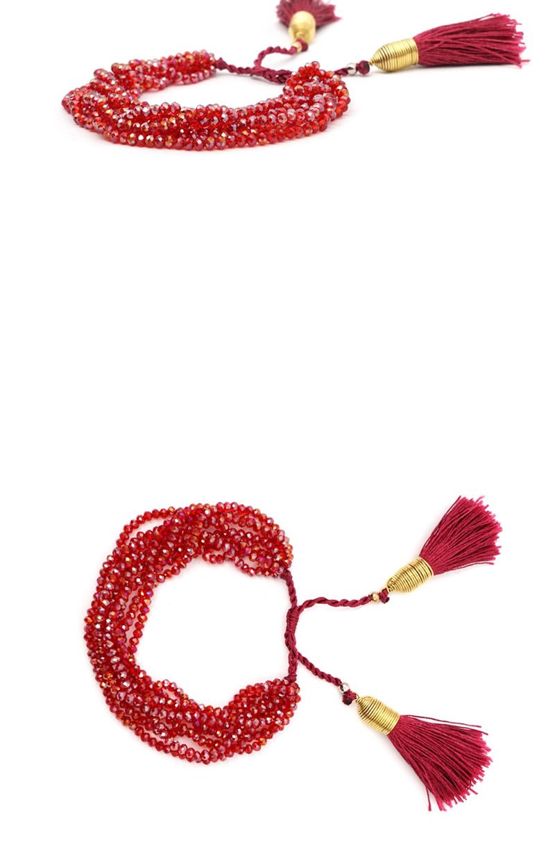 Fashion Red Crystal Beaded Fringed Stainless Steel Gold Plated Bracelet,Fashion Bracelets