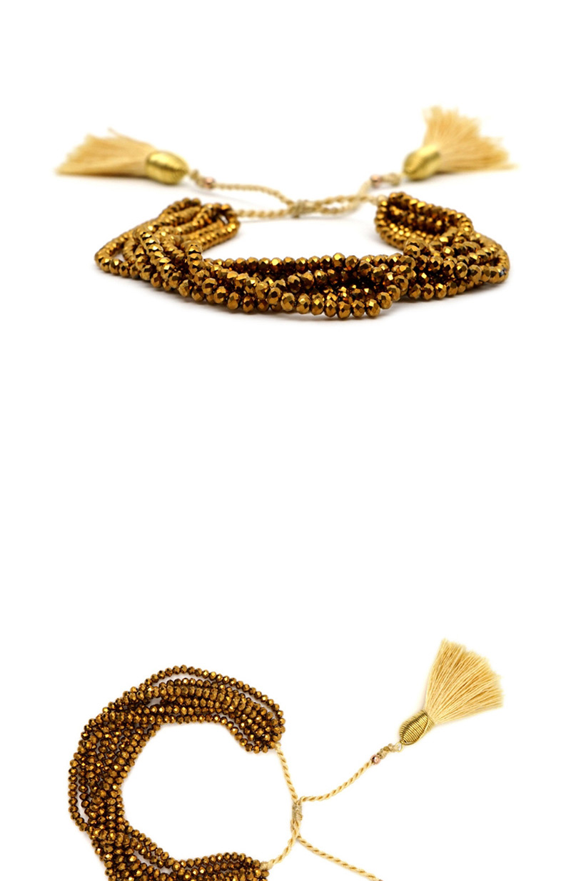 Fashion Always Crystal Beaded Fringed Stainless Steel Gold Plated Bracelet,Fashion Bracelets