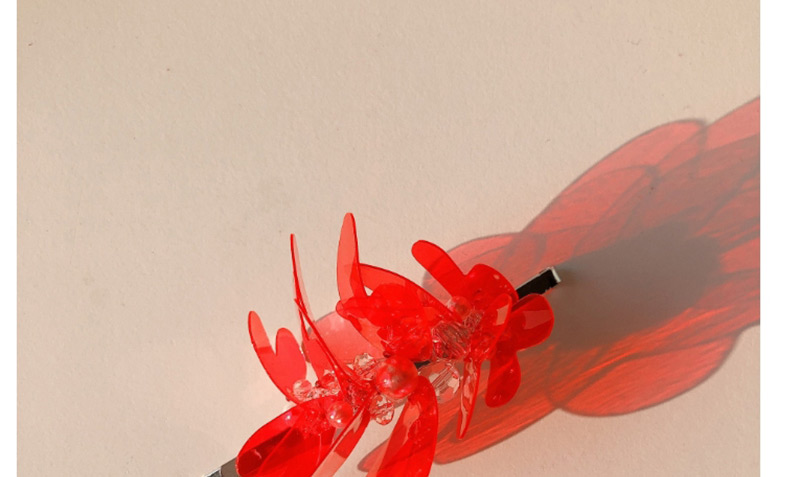 Fashion Red Transparent Flower Pearl Hair Clip,Hairpins