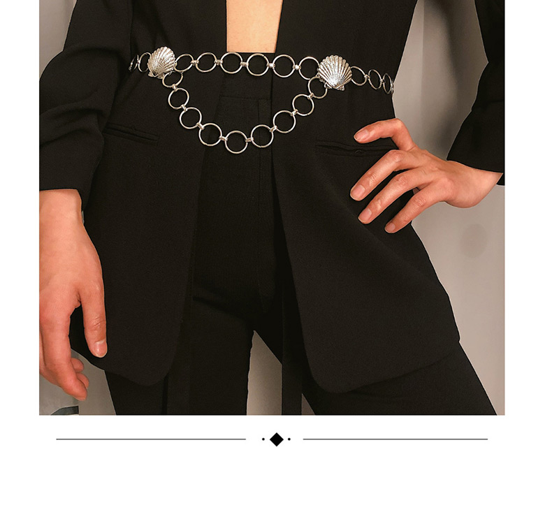 Fashion Gold Embossed Scallop Circle Geometric Tassel Waist Chain,Body Piercing Jewelry