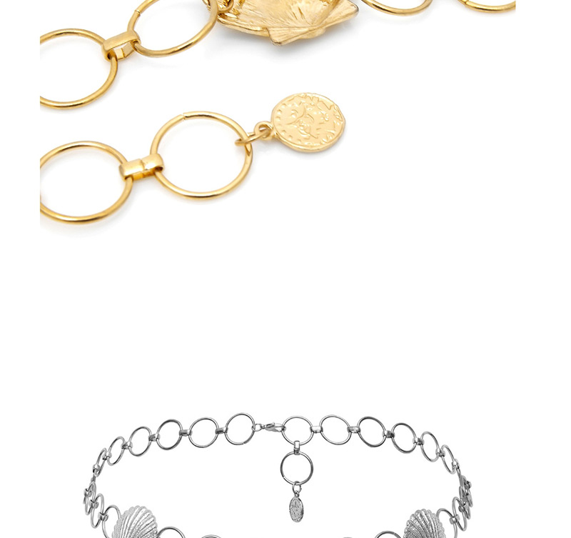 Fashion Gold Embossed Scallop Circle Geometric Tassel Waist Chain,Body Piercing Jewelry