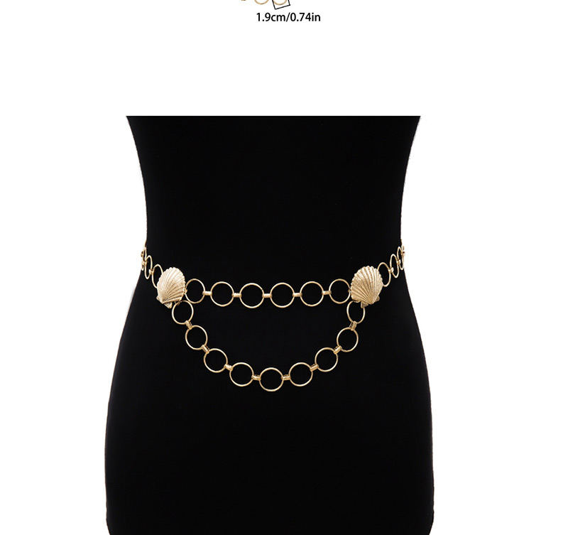 Fashion White K Embossed Scallop Circle Geometric Tassel Waist Chain,Body Piercing Jewelry